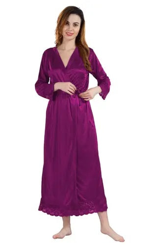 Tapa Kon 2 Piece Nighty for Women & Girls Nightwear, Satin Nightwear Nighty Maxi Soft and Comfortable