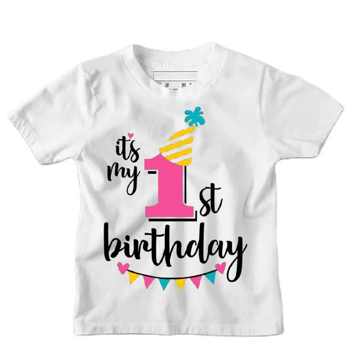 Its My 1st to 9th Birthday Printed T-shirt For Kids I It's My First Birthday I  Round Neck Half Sleeves Unisex White T-Shirt for Boys & Girls